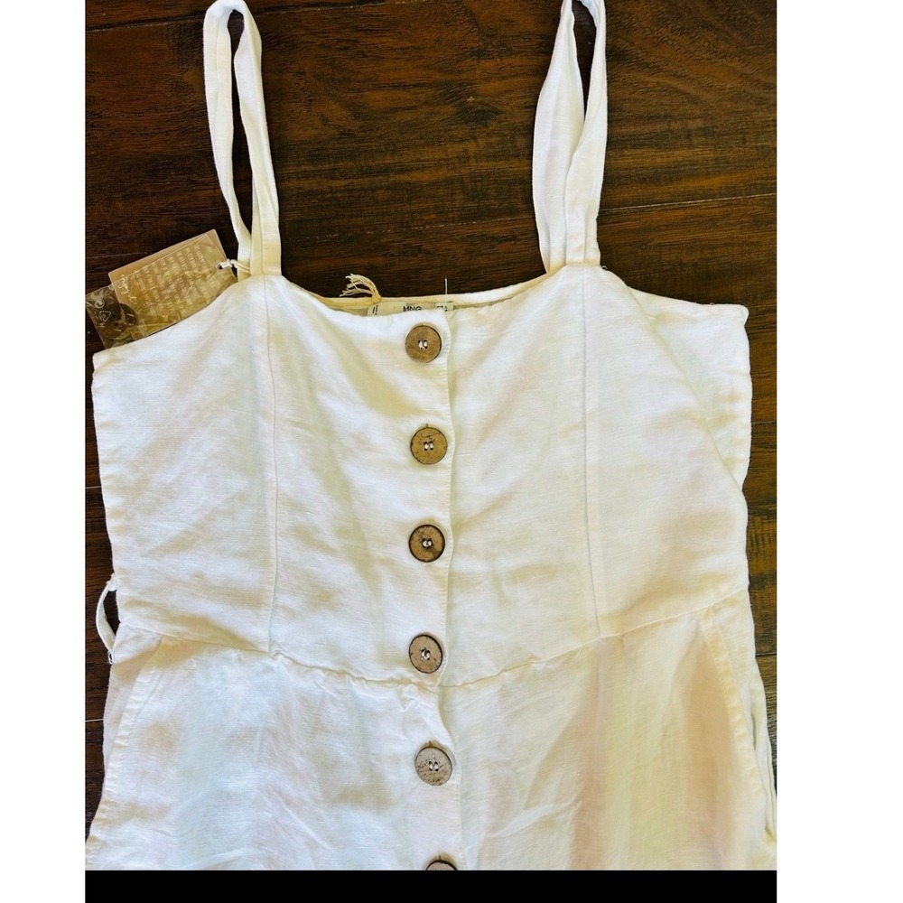 MNG Mango NWT White Button Front Sleeveless Romper Size M NEW - Picture 3 of 6